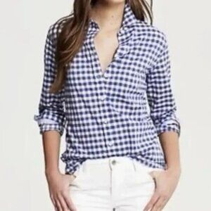 BANANA REPUBLIC "Classic Fit" Navy/White Gingham Shirt Size S